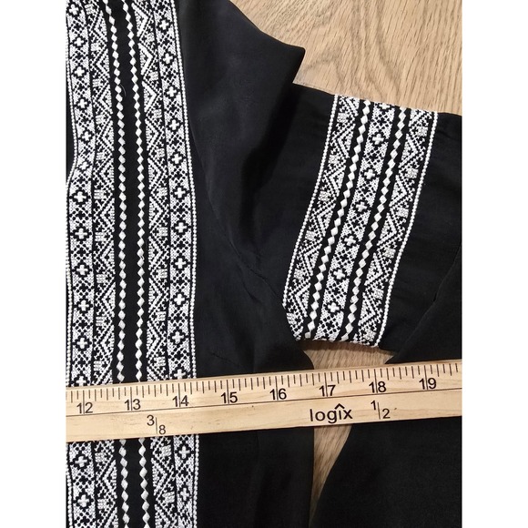 Veronica Beard Black Silk Embroidered Tie Neck Blouse Size 0 - Picture 7 of 10